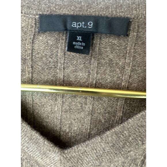Apt. 9 Cashmere V-Neck Ribbed Sweater Brown Long Sleeve Pullover Men's Size XL - Picture 8 of 12